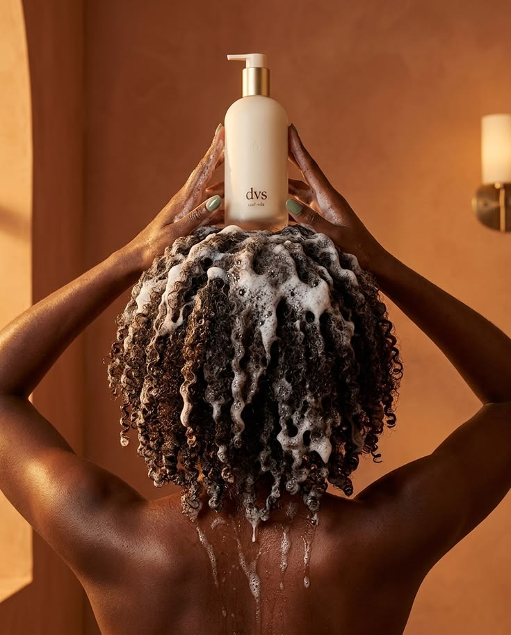 Femme tenant la gamme Nsowéé de soins capillaires 2